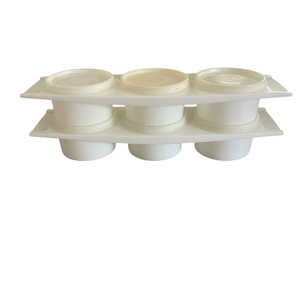 Tupperware Vintage 3 in 1 Condiment‎ Tray With Lids 732-2 Set of Two